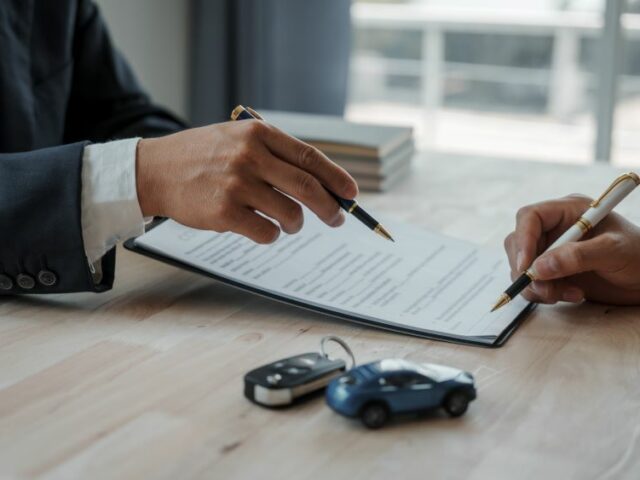 Une clé de voiture avec un contrat, symbolisant les choix de location de véhicules pour les entreprises.