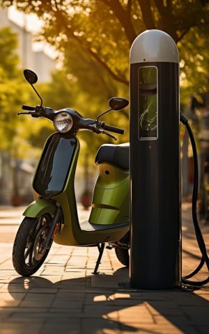 Recharge scooter électrique sur borne de recharge adaptée
