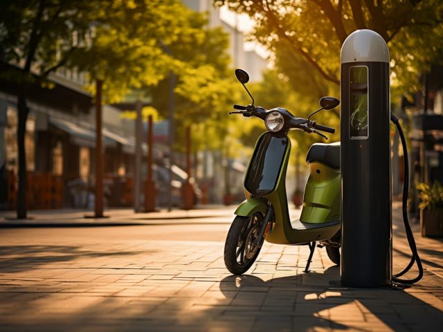 Recharge scooter électrique sur borne de recharge adaptée