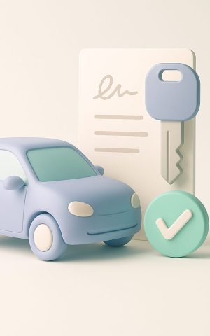 Voiture pastel avec clé et contrat signé – fin de LOA et passage à la propriété.