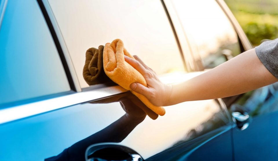 Nettoyage écologique d'une voiture sans eau avec un chiffon microfibre